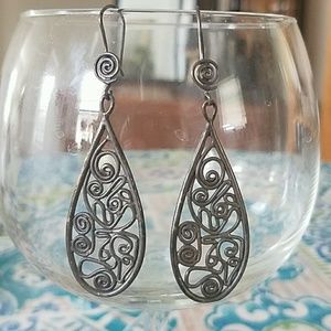 925 darkened silver wire art earrings